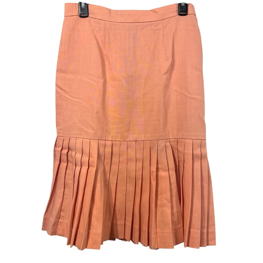 Vintage Pleated Peach Linen Skirt